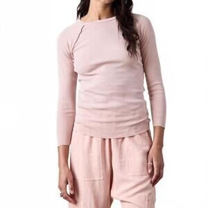 NEW NSF aria fitted rib raglan crew tee in rosy